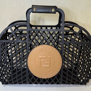 Fendi recycled plastic vitello liberty matte large basket bag.